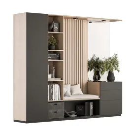 Hallway Black And Wood Set